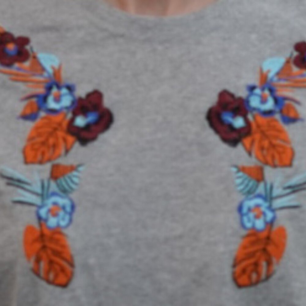 Gray Embroidered Basic Tee - Picture 4 of 6